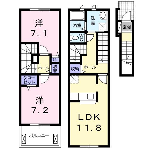 アルストロメリアI(2LDK/2階)の間取り写真