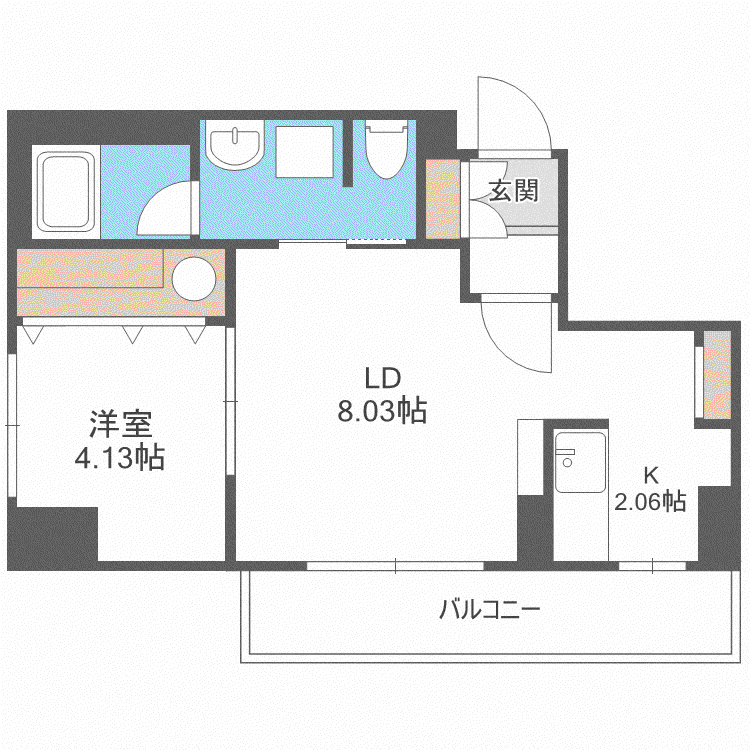 レジディア大通西(1LDK/7階)の間取り写真