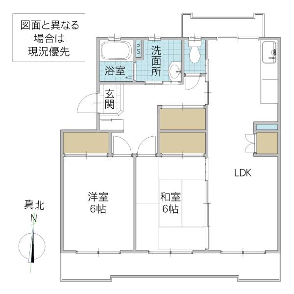 パークテラス長堀 1号館(2LDK/4階)の間取り写真