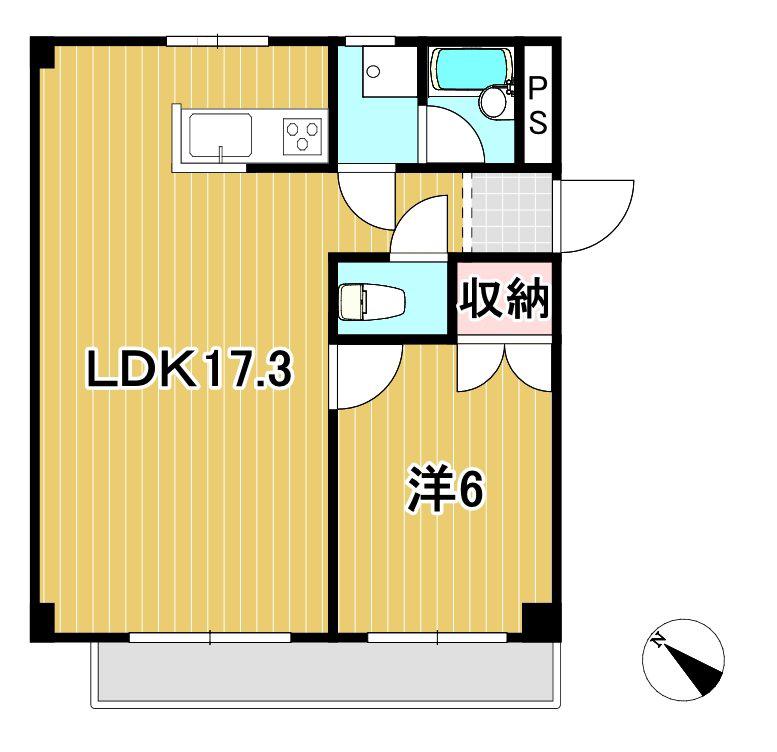鮎川マンション(1LDK/1階)の間取り写真