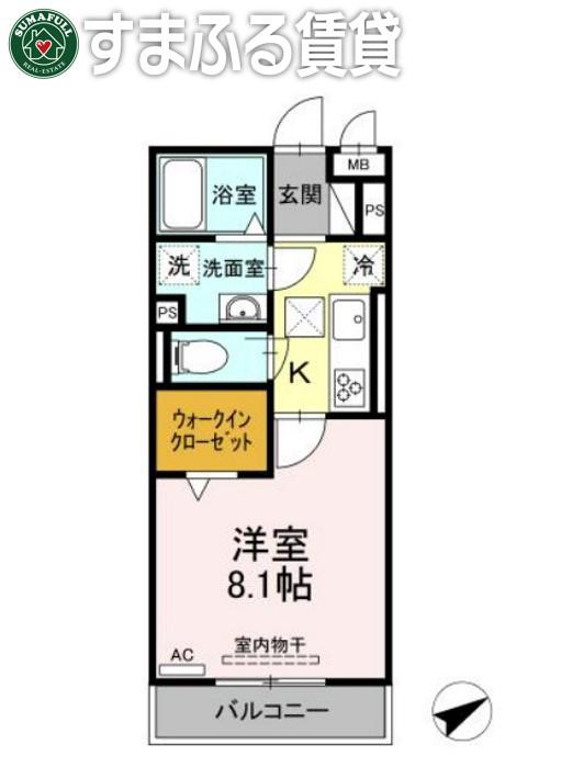TR土井(1K/1階)の間取り写真