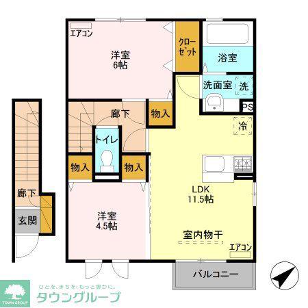 グレイスガーデン椿(2LDK/2階)の間取り写真