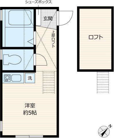 ヒルズ横浜岸谷(ワンルーム/2階)の間取り写真