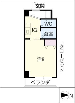 グランドールYHD(1K/7階)の間取り写真