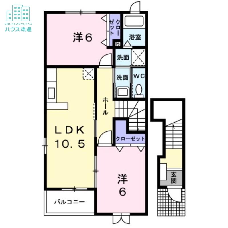 ルーラルKイースト(2LDK/2階)の間取り写真