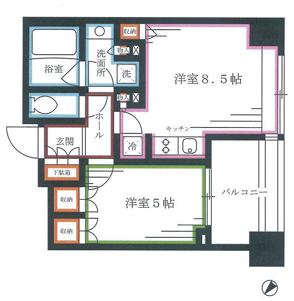 パークホームズ中野南台ステーションテラス(1LDK/2階)の間取り写真