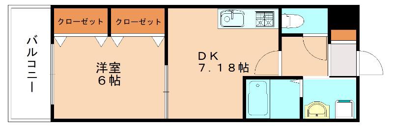 ギャラン吉野町(1DK/2階)の間取り写真