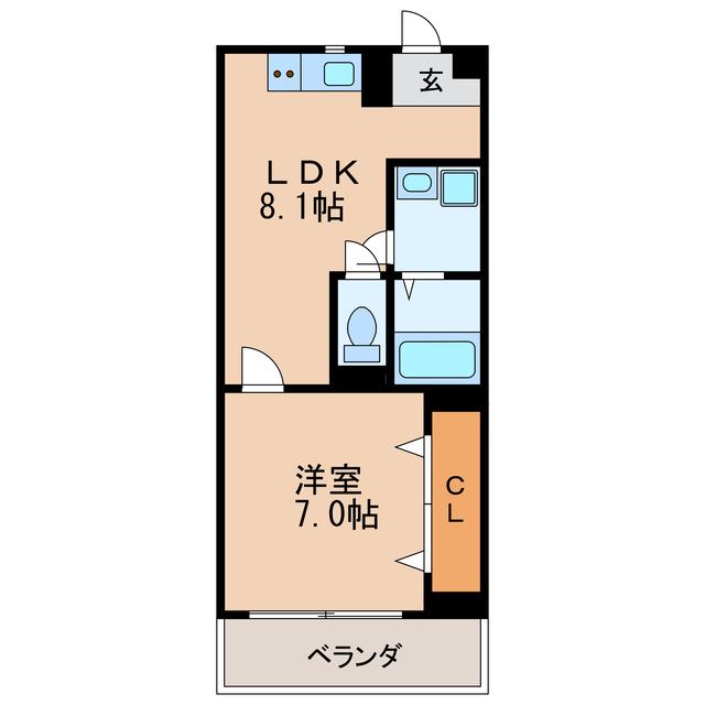 K2スクエア(1LDK/2階)の間取り写真