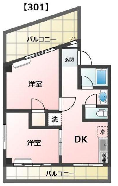 BLISS金町ビル(2DK/3階)の間取り写真