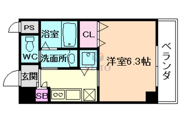 プロスパー十三(1K/3階)の間取り写真