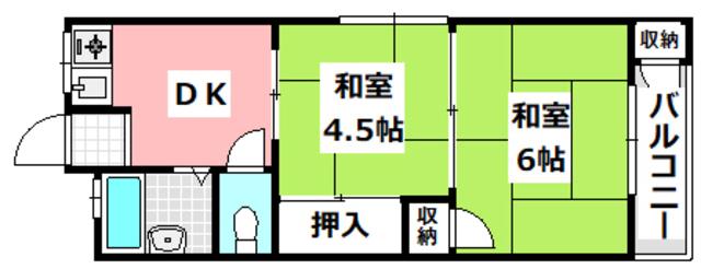 吉田マンション(2DK/2階)の間取り写真