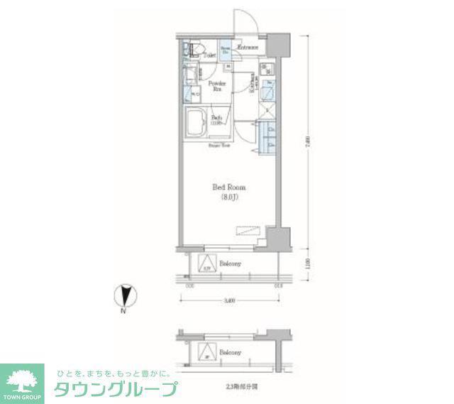 アーバネックス森下II(1K/2階)の間取り写真