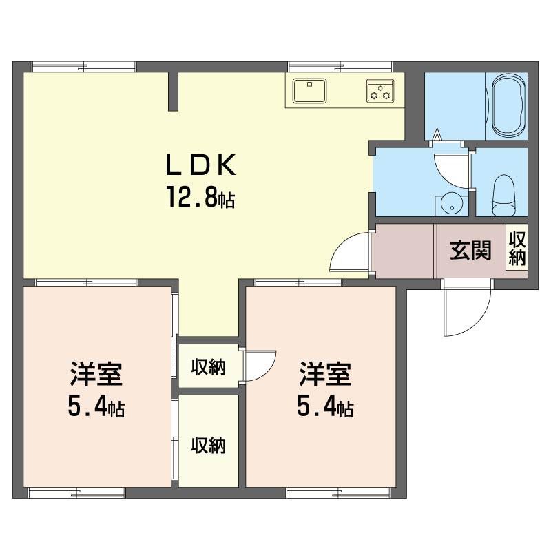 清水ハイムB(2LDK/1階)の間取り写真