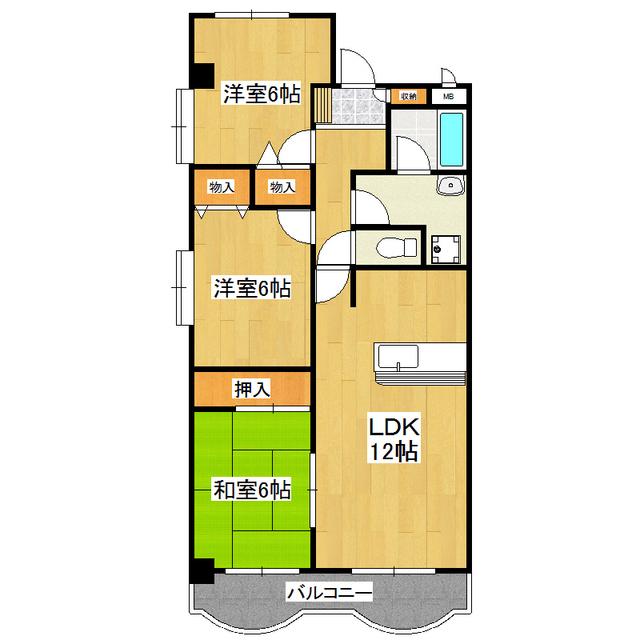 センチュリー時計台I(3LDK/6階)の間取り写真