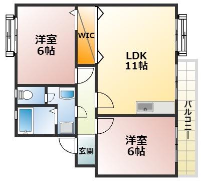グリーンガーデン稲場A棟(2LDK/1階)の間取り写真