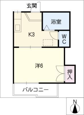 ハイツL&G12(1K/2階)の間取り写真