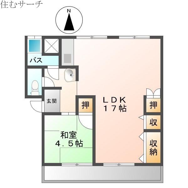ワイズタウン 1棟(1LDK/2階)の間取り写真