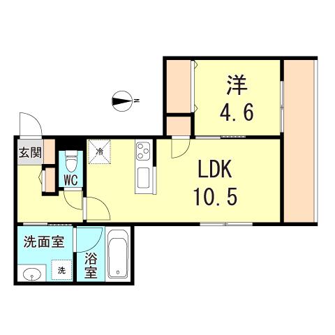 YS COURT II(1LDK/2階)の間取り写真