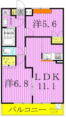 ティープラントIII(2LDK/2階)の間取り写真
