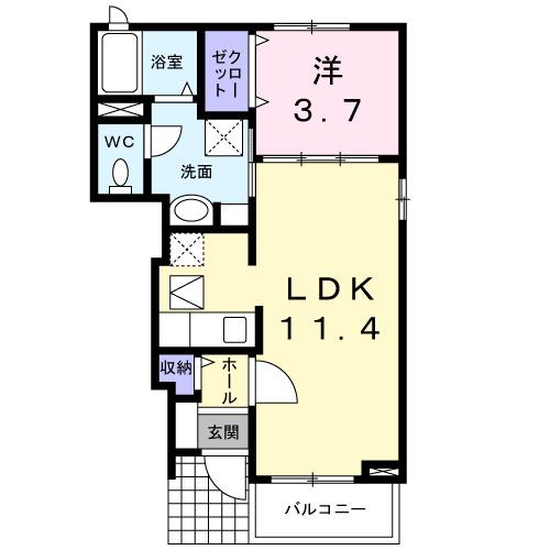 シャルダン(1LDK/1階)の間取り写真