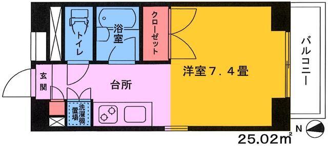 アーバンライフ冬木(1K/4階)の間取り写真