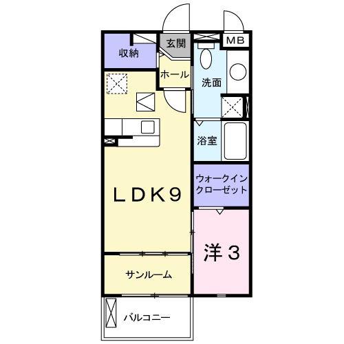 サニーガーデン(1LDK/1階)の間取り写真