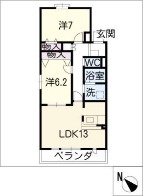 クローバー赤坂(2LDK/1階)の間取り写真