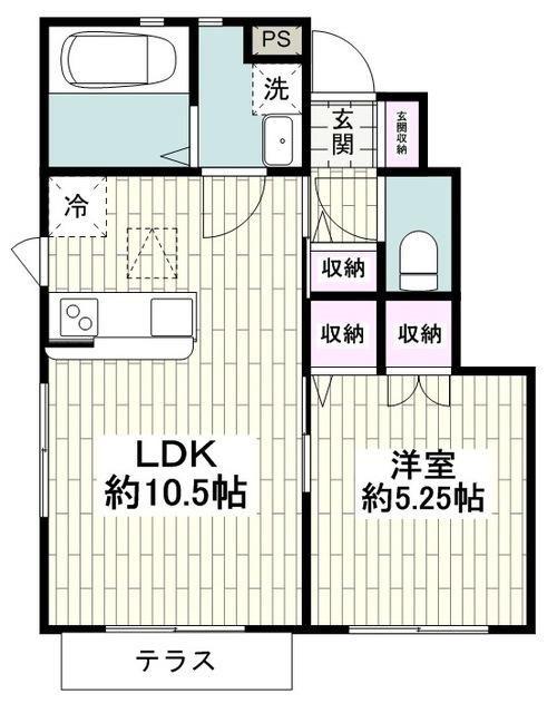 コンフォート湘南(1LDK/1階)の間取り写真