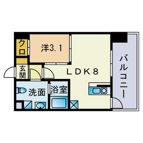 ドゥーエ赤坂(1LDK/5階)の間取り写真