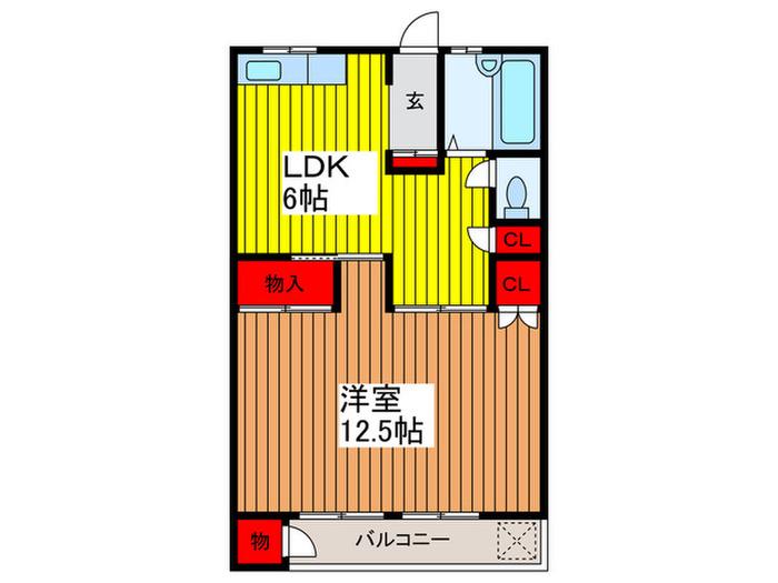 常盤マンション(1LDK/4階)の間取り写真