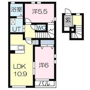 アイシス V(2LDK/2階)の間取り写真