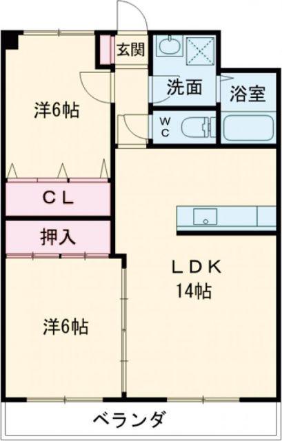 シャルムメゾン柚木(2LDK/3階)の間取り写真