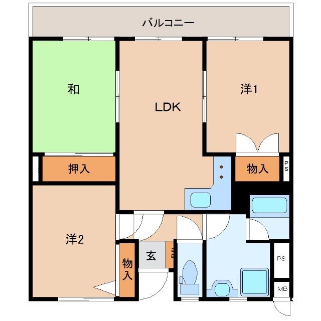コーポアトレイユ(3LDK/2階)の間取り写真