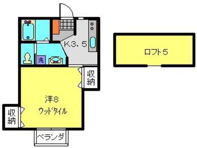 クレーンヒル(1K/2階)の間取り写真