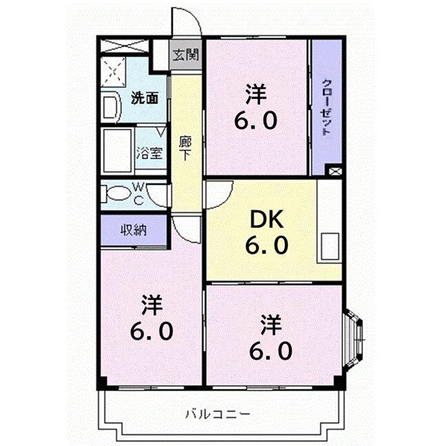 ウィンズハイム(3DK/3階)の間取り写真
