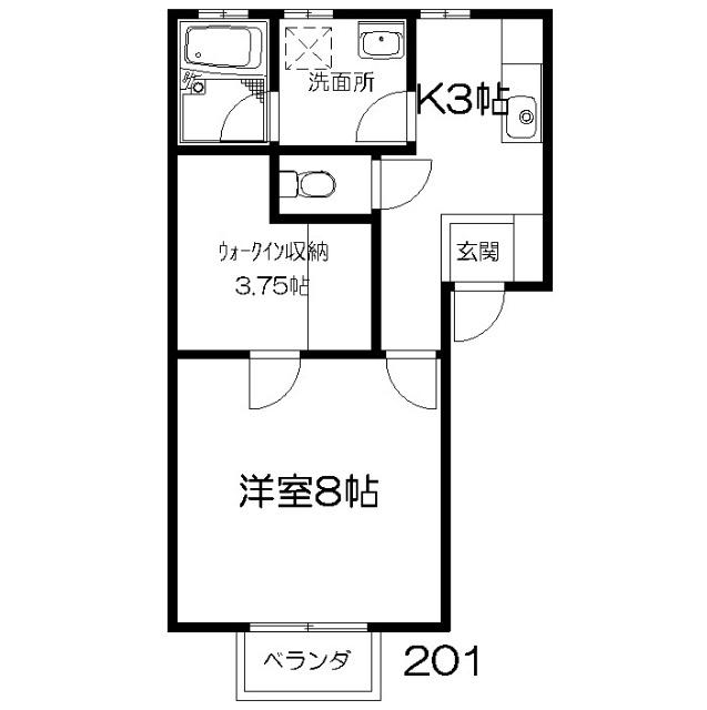 エクセルシティ(1K/2階)の間取り写真