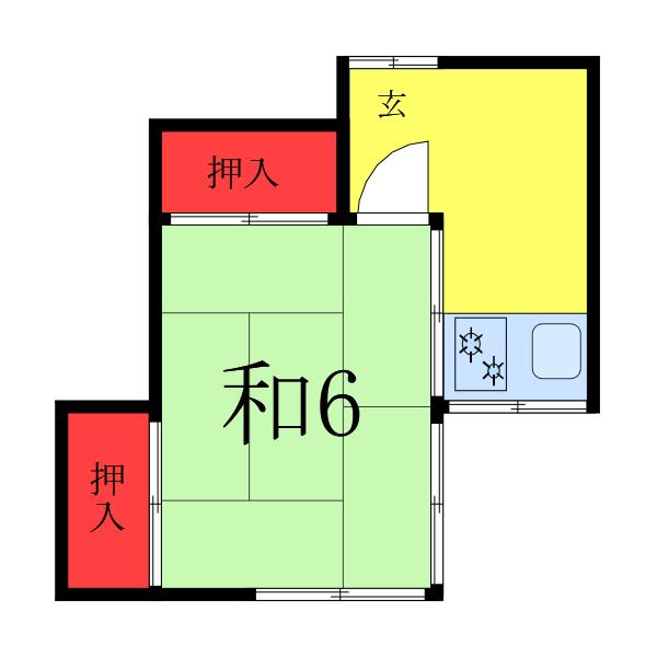 小野荘(1K/2階)の間取り写真