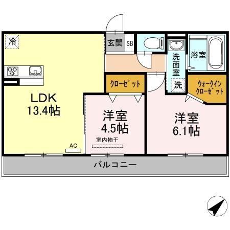 メナージュ今(2LDK/2階)の間取り写真