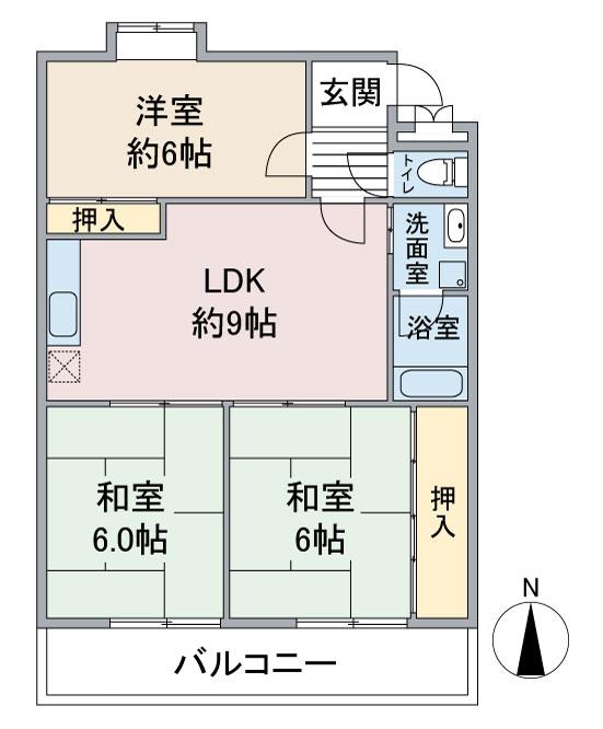 メルローズ2号館(3LDK/3階)の間取り写真