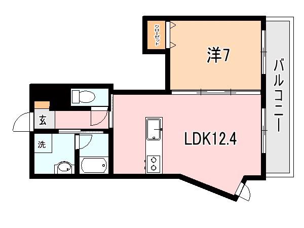 エクセラントメゾンー与次郎(1LDK/8階)の間取り写真
