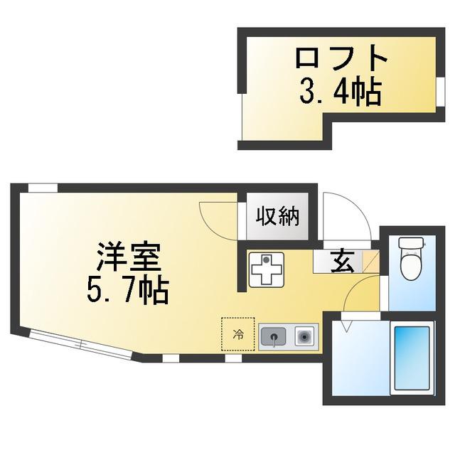 アルテ追浜(ワンルーム/1階)の間取り写真