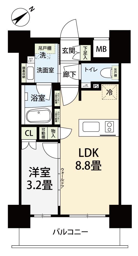 デュオステージ海老名II(1LDK/10階)の間取り写真