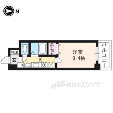 CAプレザントヒル(1K/4階)の間取り写真