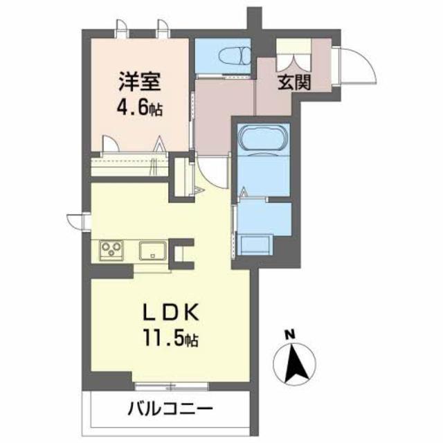 グランメゾンアムール錦町(1LDK/2階)の間取り写真