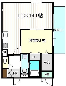 第2ファミール大津(1LDK/5階)の間取り写真