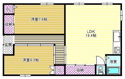 ハイムニシキ(2LDK/1階)の間取り写真
