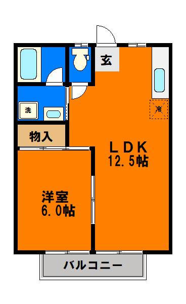 グリーンハイツ吉本(1LDK/2階)の間取り写真