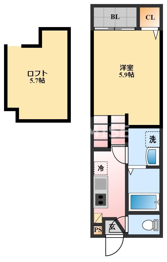 ヴィオラ多良見IC(1SK/1階)の間取り写真