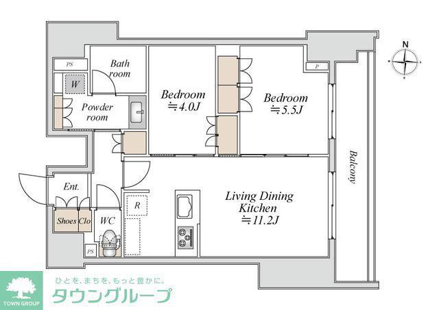 ブランシエスタ入谷グランデ(2LDK/12階)の間取り写真