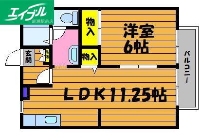DNパレスA(1LDK/2階)の間取り写真